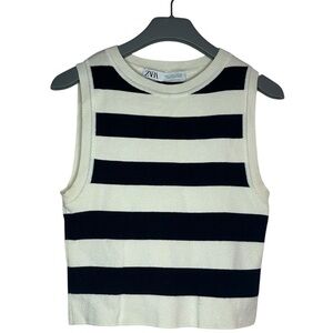 Zara Striped Cropped Tank Top